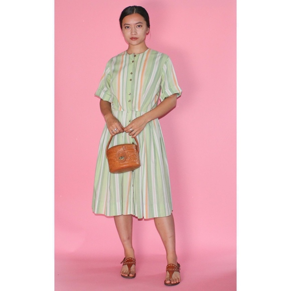 Vintage Dresses & Skirts - (629) VTG 1950s Striped Day Dress